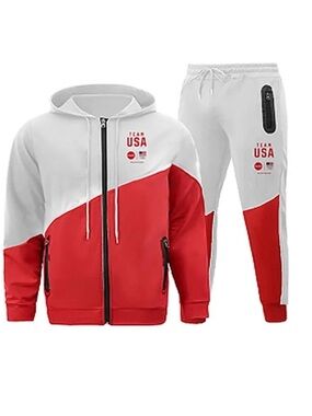 Olympic Team USA & Coca‑Cola Tracksuit Set Zip Jacket Sweatpants White Red Small
